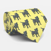 ジャックラッセルドッグシルエットイエロー&ブルーイエロー ネクタイ (ロール)