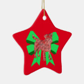 ジャックラッセルドッグシルエットグリーンボウクリスマス セラミックオーナメント (右)