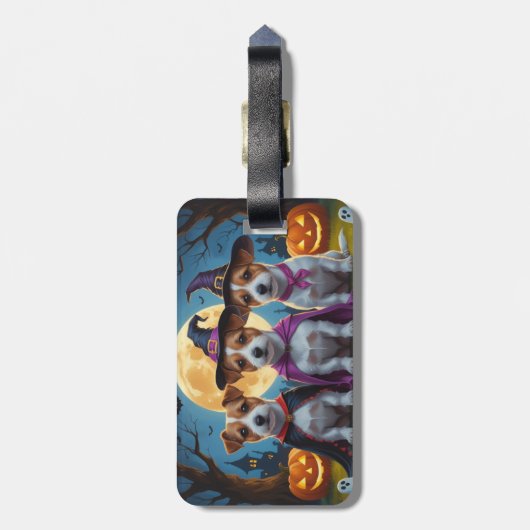 ジャックラッセルドッグスパンプキンハロウィンおもしろい ラゲッジタグ (裏面縦)