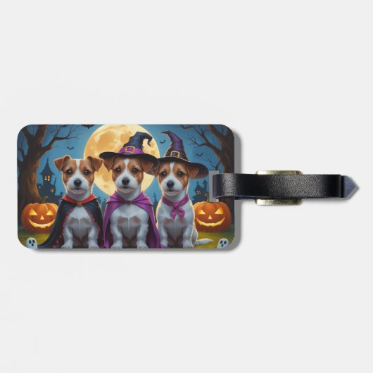 ジャックラッセルドッグスパンプキンハロウィンおもしろい ラゲッジタグ (裏面横)