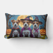ジャックラッセルドッグスパンプキンハロウィンおもしろい ランバークッション (正面)