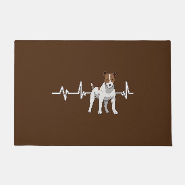 ジャックラッセルハートビート犬のオーナーハートレートJack R ドアマット (正面)