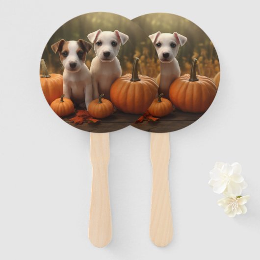 ジャックラッセルパピーオータムデライトカボチャ ハンドファン (正面&裏面)