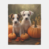 ジャックラッセルパピーオータムデライトカボチャ フリースブランケット (正面)