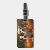 ジャックラッセルパピーオータムデライトカボチャ ラゲッジタグ (正面縦)