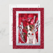 ジャックラッセルパピービーマイニングバレンタインポストカード シーズンポストカード (正面/裏面)
