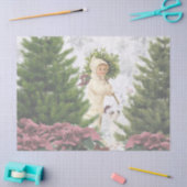 ジャックラッセルピンクポインセティアスティッシュペーパー 薄葉紙 (クラフト)