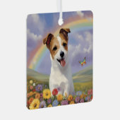 ジャックラッセルメモリカスタムアルレインボーバタフライ メタルオーナメント (正面右)