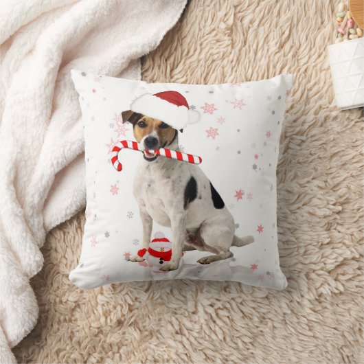ジャックラッセル犬のクリスマスの休日の枕 クッション (ブランケット)