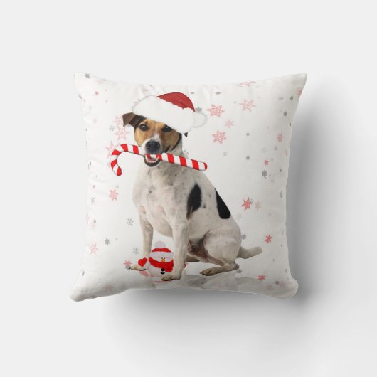 ジャックラッセル犬のクリスマスの休日の枕 クッション (裏面)
