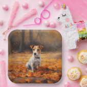 ジャックラッセル紅葉秋インスパイア ペーパープレート (パーティー)