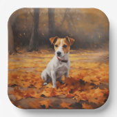 ジャックラッセル紅葉秋インスパイア ペーパープレート (正面)
