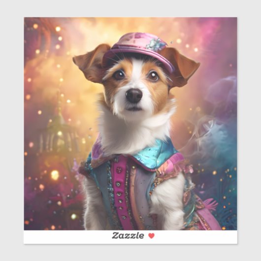 ジャックラッセル鮮やかの衣装 シール (シート)