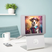 ジャックラッセル鮮やかの衣装 シール (デスク上のノートパソコン)