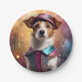 ジャックラッセル鮮やかの衣装 ペーパープレート