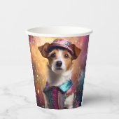 ジャックラッセル鮮やかの衣装 紙コップ (正面)