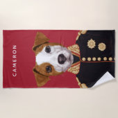 ジャックラッセル|大尉はあなたの名前を加えます ビーチタオル (正面)