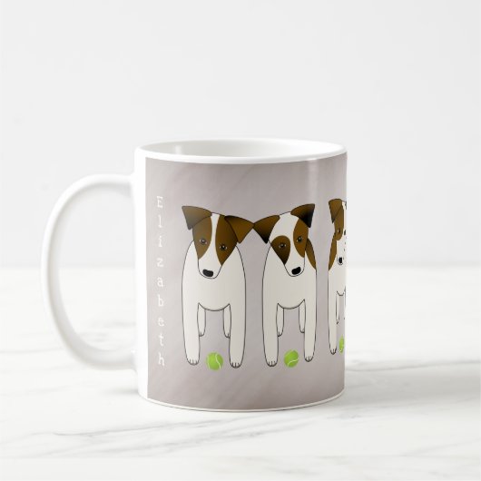 ジャックラッセルx 6 パーソナライズされたwテニスボール コーヒーマグカップ (左)