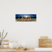 ジャックラビットラビットファミリーデザートムーンナイトポスター ポスター (キッチン)