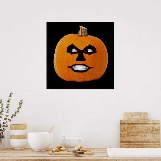 ジャックランタンシニスター顔ハロウィンカボチャ ポスター (キッチン)