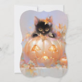 ジャックランタンハロウィーンの赤ちゃんシャワーの猫 招待状 (裏面)