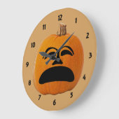 ジャックランタン不幸な顔、ハロウィンカボチャ ラージ壁時計 (傾斜)