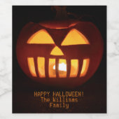 ジャック・オランタンおもしろいライトカボチャのハロウィーン ワインラベル (シングルラベル)
