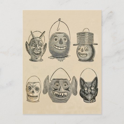 ジャック・オランタン黒猫ヴィンテージ灯 ポストカード (正面)