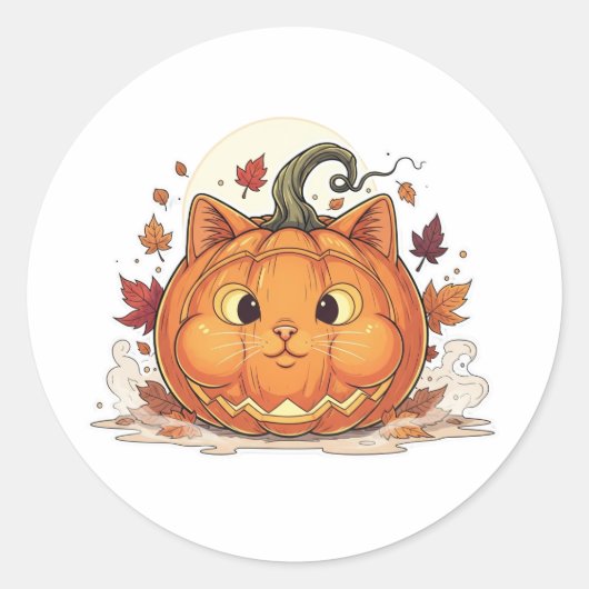 ジャック・オー・ブリット – パンプキンブリティッシュショートヘア猫 ラウンドシール (正面)