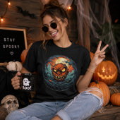 ジャック・オ・ランタンが浮かぶハロウィンの邪悪な月 Tシャツ