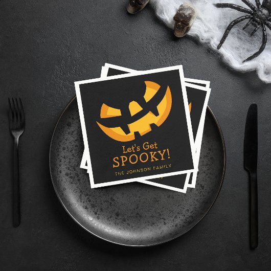 ジャック・オ・ランタンが紙を手に入れよう不気味 スタンダードカクテルナプキン