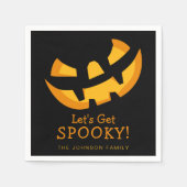 ジャック・オ・ランタンが紙を手に入れよう不気味 スタンダードカクテルナプキン (正面)