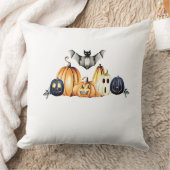 ジャック・オ・ランタンとこうもりハロウィーンTシャツ クッション (ブランケット)