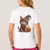 ジャック・オ・ランタンと一緒のグリム猫 🎃 Tシャツ (裏面)
