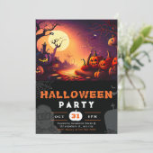 ジャック・オ・ランタンと満月のハロウィン 招待状 (スタンド正面)