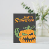 ジャック・オ・ランタンと骸骨のスプーキー・ハロウィン ポストカード (スタンド正面)