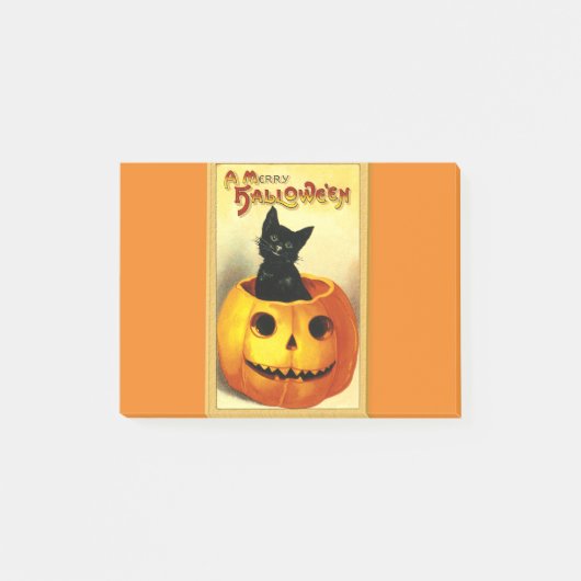 ジャック・オ・ランタンに座るハロウィン・キティ ポストイット (正面)