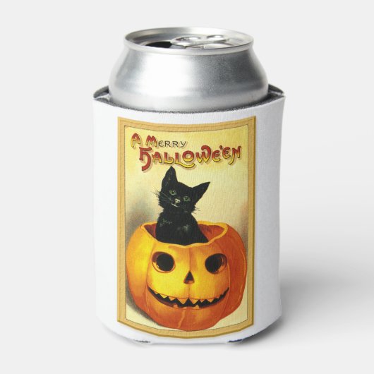 ジャック・オ・ランタンに座るハロウィン・キティ 缶クーラー (缶正面)