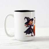 ジャック・オ・ランタンのそばで踊る魔女たち 🎃 ツートーンマグカップ (左)