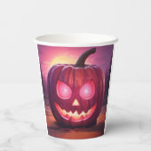 ジャック・オ・ランタンのカップを照らす目 紙コップ (裏面)