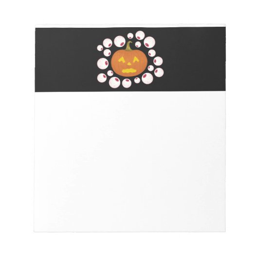 ジャック・オ・ランタンのカボチャと闇の中の眼球 ノートパッド (正面)