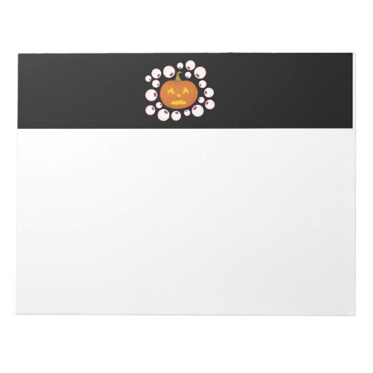 ジャック・オ・ランタンのカボチャと闇の中の眼球 ノートパッド (正面)