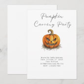 ジャック・オ・ランタンのカボチャの彫刻パーティー 招待状 (正面/裏面)