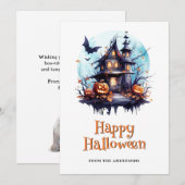 ジャック・オ・ランタンのコウモリ幽霊のハロウィンカード シーズンカード (正面/裏面)
