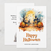 ジャック・オ・ランタンのハロウィンカード こうもり シーズンカード (正面/裏面)