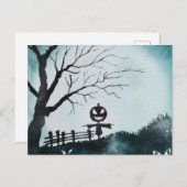 ジャック・オ・ランタンのヘッドハロウィン付きカカシ シーズンポストカード (正面/裏面)