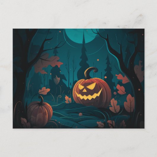 ジャック・オ・ランタンの不気味な森 ハロウィン シーズンポストカード (正面)