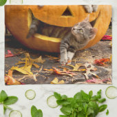 ジャック·オ·ランタンの子猫たち キッチンタオル (折り畳み)