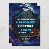 ジャック・オ・ランタンの森の満月ハロウィーン 招待状 (正面/裏面)