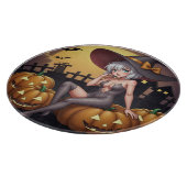 ジャック・オ・ランタンの緑のアイハロウィーンの魔女 カッティングボード (角)